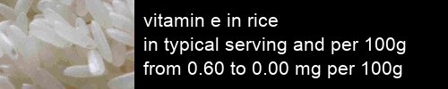 vitamin e in rice information and values per serving and 100g